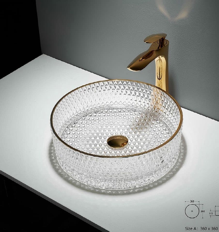 Gold Trim Glass Basin