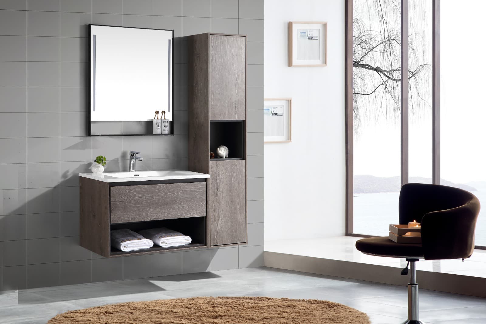 Berkshire Grey Oak Cabinet 900mm