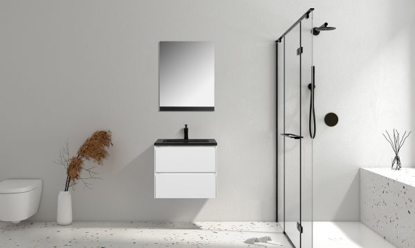 Bathroom vanity  600 White (Black Basin)