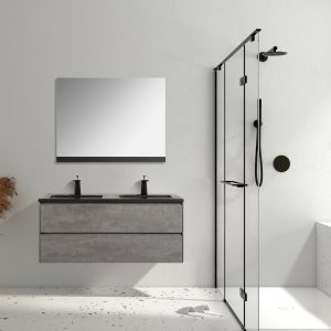 Double Bathroom Vanity 1200mm Crete (Black Basin)