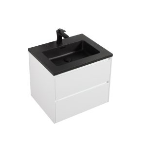 Bathroom vanity  600 White (Black Basin)