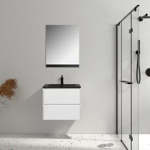 Bathroom vanity  600 White (Black Basin)
