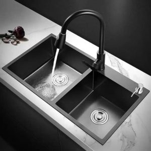 Dual seamless  kitchen sink black