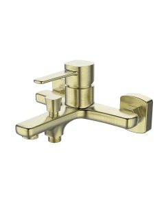 Brushed Brass Bath Mixer Set Hand Shower Hose and Bracket